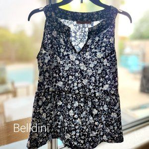 Blue and White Floral Tank Top